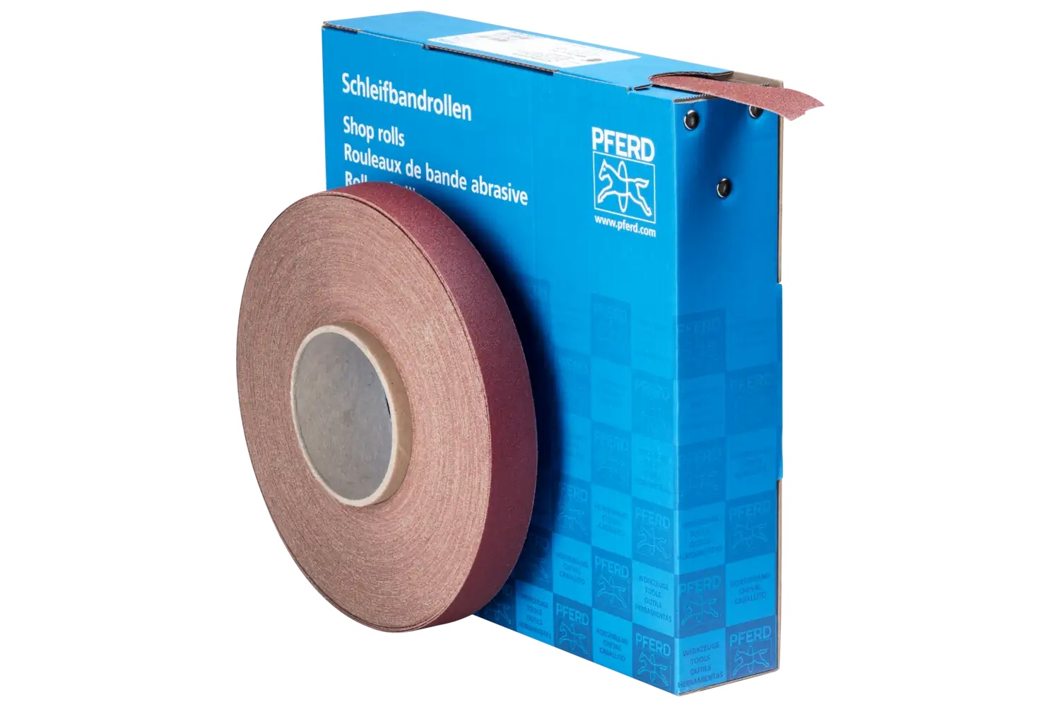 Picture of Pferd Shop Roll, Resin over Resin Heavy-Duty, 1" x 50 yards, 120 Grit, Aluminum oxide